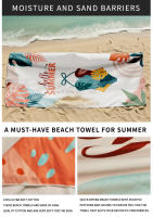 Toalla de playa de terciopelo de doble cara, toalla de baño estampada de microfibra, toalla deportiva, toalla grande - details 2