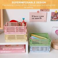 Cesta de almacenamiento rosa, 2 piezas, caja plegable, caja de almacenamiento plegable, cajas plegables de plástico (rosa y azul) - details 3