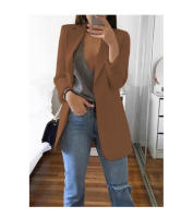 Chaqueta De Mujer Estilo Europeo Y Americano Casual Polo Cuello Redondo Ajustada Para Primavera Y Otoño 2024 Polyester Cotton - details 13