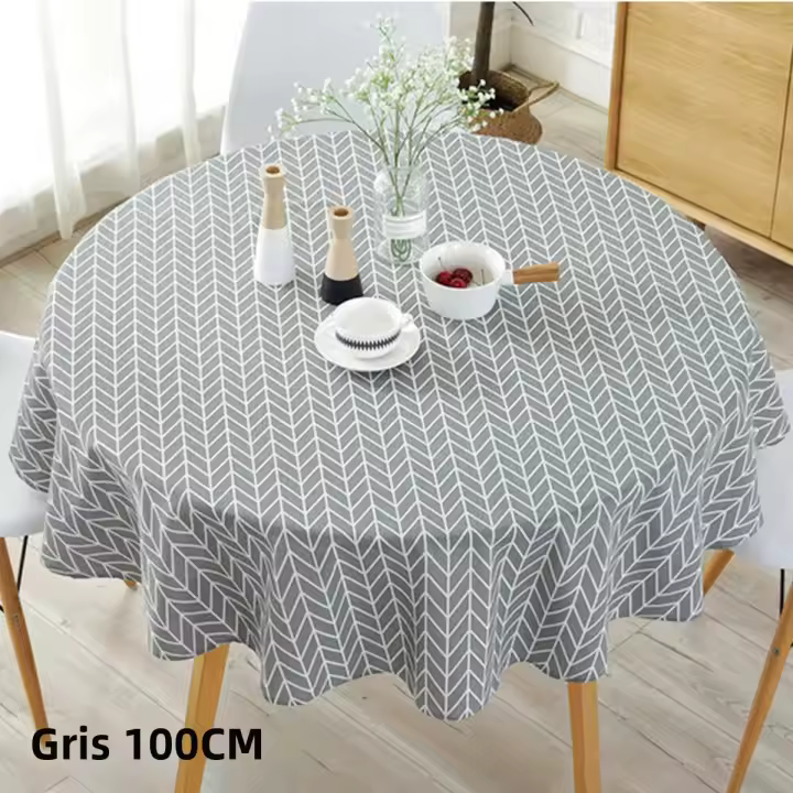 Mantel Redondo De Algodón Y Lino Lavable Para Mesa De Comedor Estilo Nórdico Adecuado Para Boda Navidad Fiesta 100/120/150CM - 1