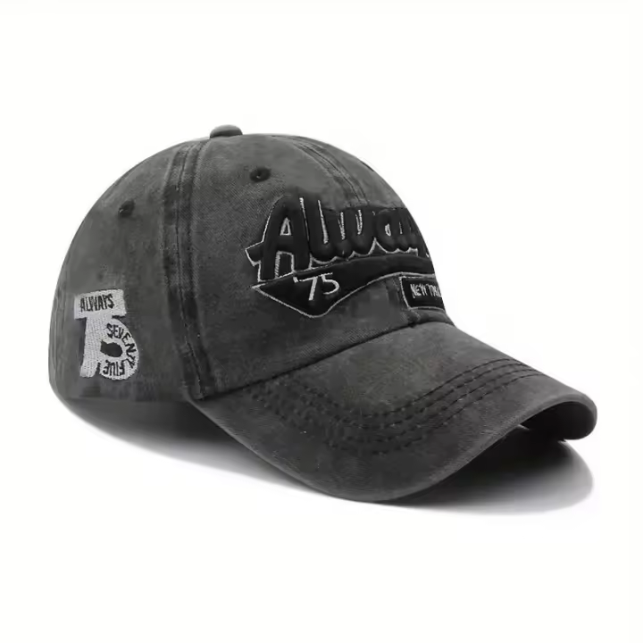 Verde Gorra de Béisbol de Mezclilla Desgastada Vintage - Ropa de Calle Unisex con Letras Bordes y Ala Curvada - 1