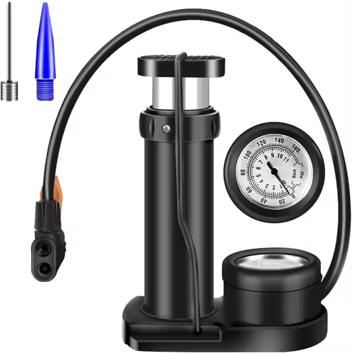 Bomba de bicicleta, inflador de bicicleta, bomba de bicicleta, bomba manual con manómetro, 160 PSI, liviana, rápida y fácil de usar - 1