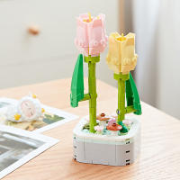 Bloques De Construcción Permanente Tulipán Girasol Decoración De Hogar Plantas En Macetas Juguete De Bloques Pequeños Compatible Con Lego Para Niños Y Adultos - details 3