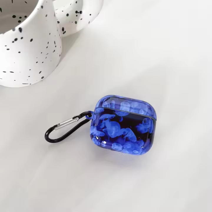 Funda Protectora De Silicona Azul Para AirPods 3 2 1 Pro2 pro Cubierta Suave Para Auriculares Compatible Con Jellyfish - 1