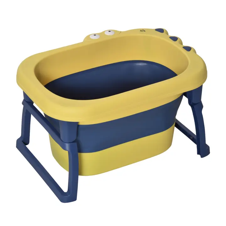 HOMCOM Bañera Plegable para Bebé de 0-6 Años Capacidad 105L Bañera Portátil para Niños con Patas Antideslizantes y Orificio de Drenaje Carga 50 kg 75,3x55,4x43 cm - 1