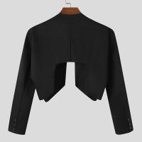 Incerrun Chaqueta De Hombre Color Sólido Con Costuras Abiertas Manga Larga Irregular Ropa Casual De Invierno Estilo Callejero Ajustada Tallas S-5XL - details 11