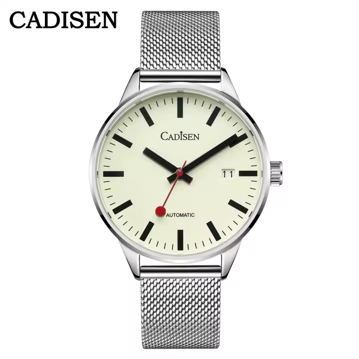 Reloj Mecánico Para Hombre CADISEN Con Luz Propia Y Correa De Acero Inoxidable Resistente Al Agua NH35A Cristal De Zafiro - 1