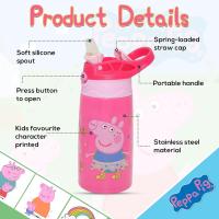 Botella Agua Infantil Acero Inoxidable 400 ml Peppa Pig | Antifugas con Tapa Botón, Ideal Viaje, Deporte y Mochila para Niños +3 Años - details 6