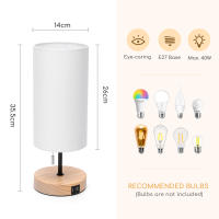 Aigostar Lampara de Mesa con 2 Puertos de Carga USB, Lamparas de Mesita de Noche con Interruptor de Tracción, Base de Madera, Lámpara Escritorio Vintage para Sala de Estar, Dormitorio, Oficina - details 2