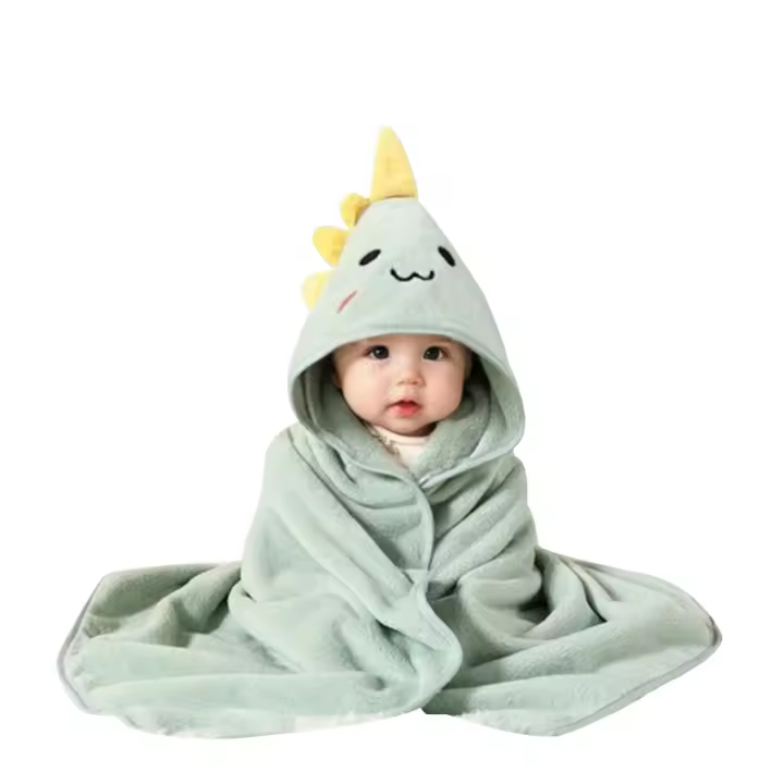 1 Pack de dibujos animados animal bebé swaddling manta sale a un cochecito manta envuelta en una bata de poliéster con capucha - 1