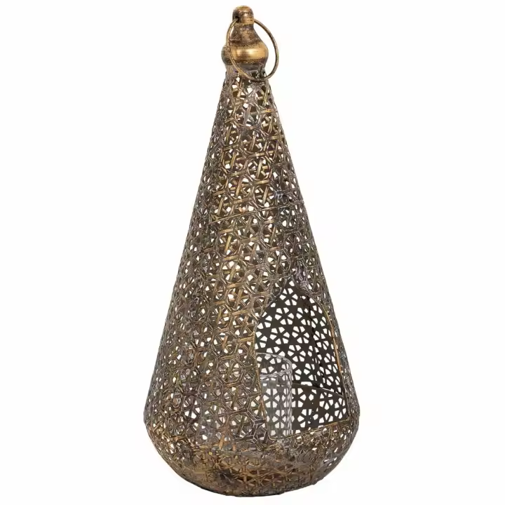 WANDERLUST DECO Portavelas de metal dorado 19.5x19.5x43.5h cm - 1