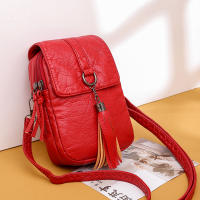 Bolso De Hombro De Cuero PU Con Borla Moda Para Mujer Bolsa Bandolera Casual Con Bolsillo Para Teléfono Móvil - details 17