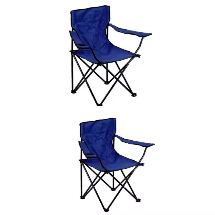 OFERTA[PACK 2]Silla Plegable de Camping de Acero, 50x50x80cm, Silla de Acampada Plegable, Ideal para Camping o Pesca, Estructura de Acero Resistente y Asiento de Lona Impermeable - 1