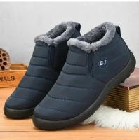 Botas De Invierno Impermeables Para Hombres Nuevas 2025 Plush Negro Botas De Nieve De Tobillo Calientes Para Parejas Con Pluma Y Suela De TPU - details 4