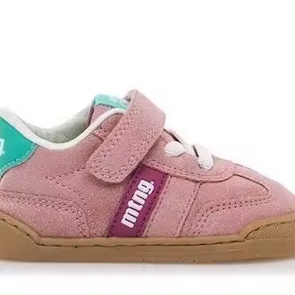 Zapatillas niña Mustang Free barefoot color amber rosa pink y losfo turquesa deportivas textil calzado respetuoso con certificado vegano muy comodas y flexibles con cierre de tira adherente y elasticos - 1