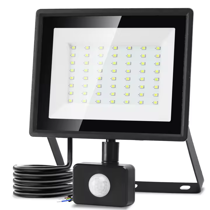 Aigostar Foco LED con Sensor Movimiento 50W,4300LM Super Brillo Focos LED Exterior IP65 Impermeable,Blanco Frío 6500K Proyector Led Exterior,Perfectas para Jardín, Garaje, Patio, etc. - 1