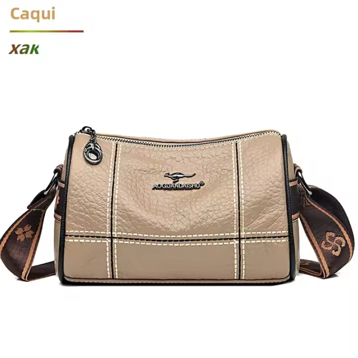 Bolso Bandolera De Cuero Genuino De Color Sólido De Alta Calidad Para Mujer 2023 Bolso De Mano De Mujer Estilo Fashion - 1