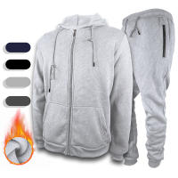 Conjunto Deportivo De 2 Piezas Para Hombre Con Capucha Estilo Casual Traje De Correr Con Bolsillos Cremallera Material De Poliéster Grueso - details 9