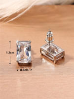 Pendientes De Estilo Cuadrado Huitan Para Mujer Con CZ Plata Versátiles Y Simples Accesorios De Joyería Moda Contratada - details 7