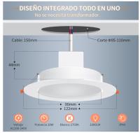 Foco Empotrable LED Techo RGB Blanco Cálido Inteligente de marca Dusktec, 10W 1000LM, Luces Ojos de Buey LED para Techo Colores Bluetooth, Downlight Smart Regulable para Dormitorio Baño, Compatibles con Alexa ( 4 Unidades ) - details 4