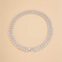 Collar De Cadena Gruesa Cubana Exagerada Para Mujeres Y Hombres Color Plata De Alta Calidad Joyería De Cuello Estilo Steampunk - details 6