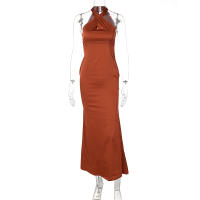 Dulzura Mujer Vestido Largo Negro Elegante Verano 2024 Sin Mangas Cuello Halter Bodycon Para Fiesta Club Noche Callejera Ropa De Negocios - details 13