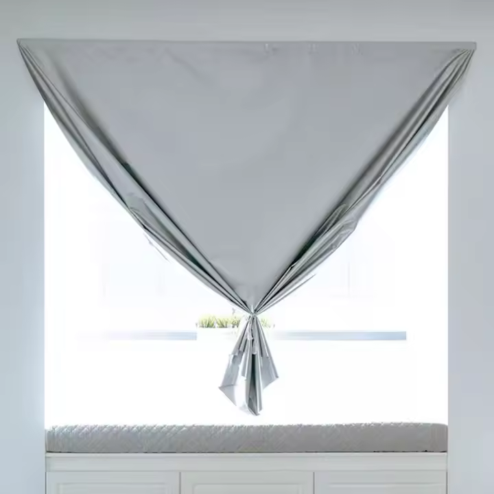 Cortina Portátil Adhesiva De 100% Negro Sin Perforar Para Sala De Estar Dormitorio Cocina Aislante Térmico Moderna - 1
