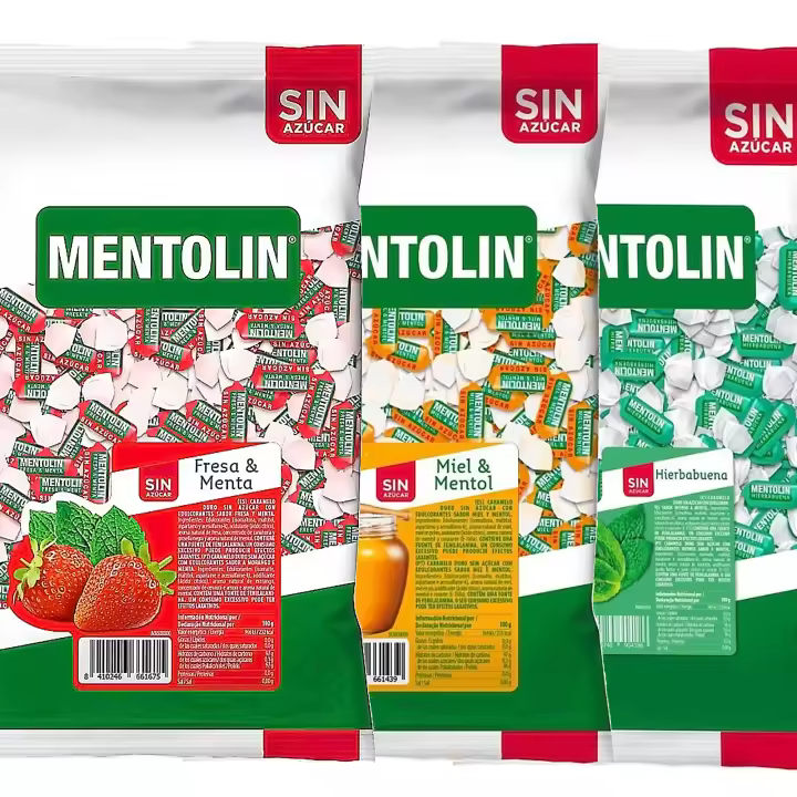 MENTOLIN PACK 3 Kg caramelos sin azúcar para la tos Fresa Menta & Miel Mentol & Hierbabuena - 1