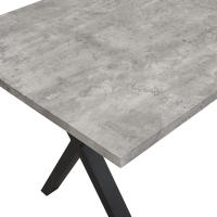 Minimalista moderna Mesa de comedor rectangular: piernas cruzadas de Hierro, aspecto de Hormigón Negro | Dimensiones 140x80x76cm - details 5