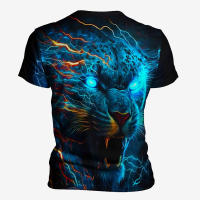 Camiseta De Pantera 3D Para Hombre Camiseta De Verano Con Estampado De Leopardo Moda Streetwear Tops Camiseta Unisex Polyester O-Neck - details 4