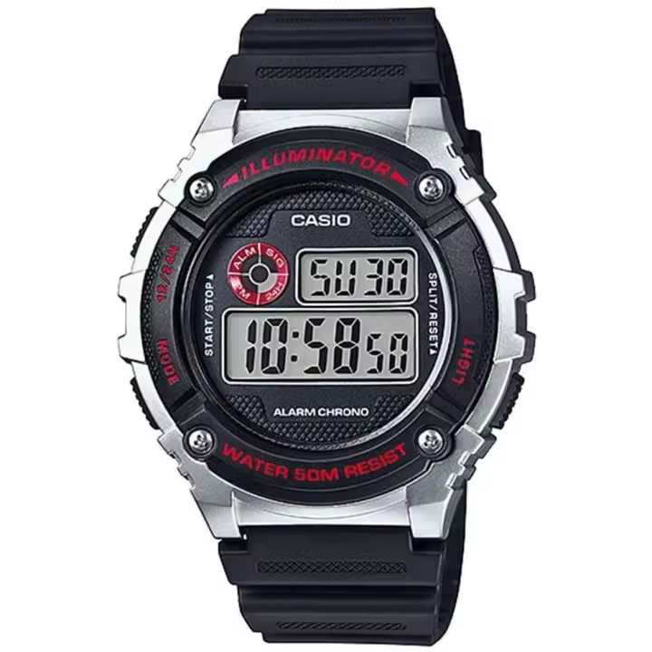 Reloj Casio Digital W-216H-1A CRONO ALARMA 50M - 1