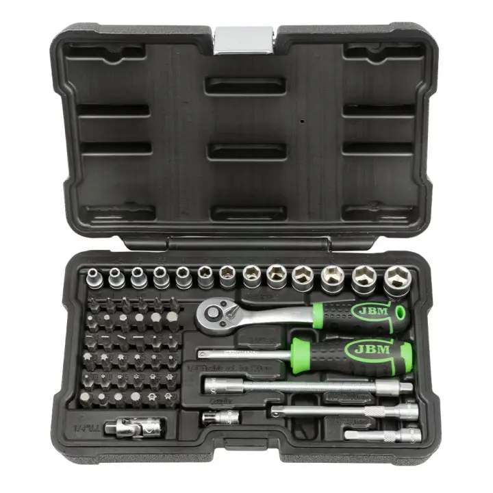JBM 54105 ESTUCHE DE HERRAMIENTAS CON 56 PIEZAS CON VASOS HEXAGONALES CINCADO - 1