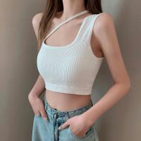 Top De Manga Corta Suave Camiseta Con Almohadillas Tube Strappy One Shoulder Tees Basic Harajuku Para Mujer Casual Verano - details 8