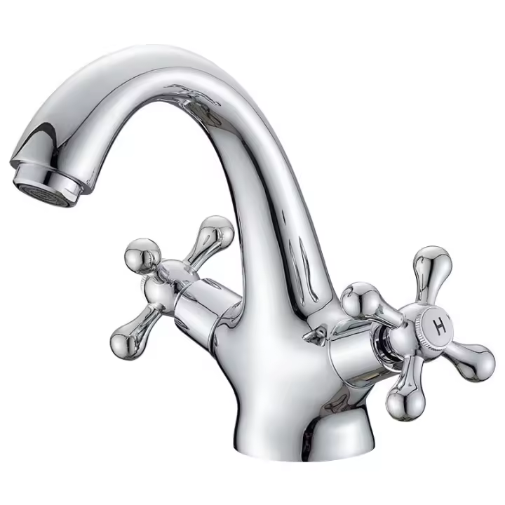SSITO Mezclador de lavabo retro, fregadero frío y Caliente, mezclador de baño retro, Cobre, Manguera de 60 cm, Plisado SY - 1