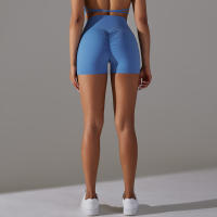 Shorts Deportivos Sin Costuras Cintura Alta Push up Yoga Elásticos Para Gimnasio Y Correr Shorts Transpirables De Poliéster Y Nylon - details 2