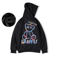 Sudadera De Fleece Para Hombre Con Estampado De Oso Graffiti Estilo Retro Casual De Otoño Sudadera De Cuello Alto Hip Hop Y2k - details 2