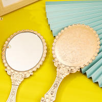 Espejo De Maquillaje Clásico Dorado Portátil Con Mango Grande Personalizable Para Uso Doméstico Y Comercial - details 2