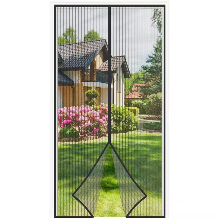 Mosquitera magnética para Puerta (90x210 cm), Cierres Automático, Imán potentale, autoadhesiva Cortina, ideal para estudio, dormitorio, balcón, color Negro. - 1
