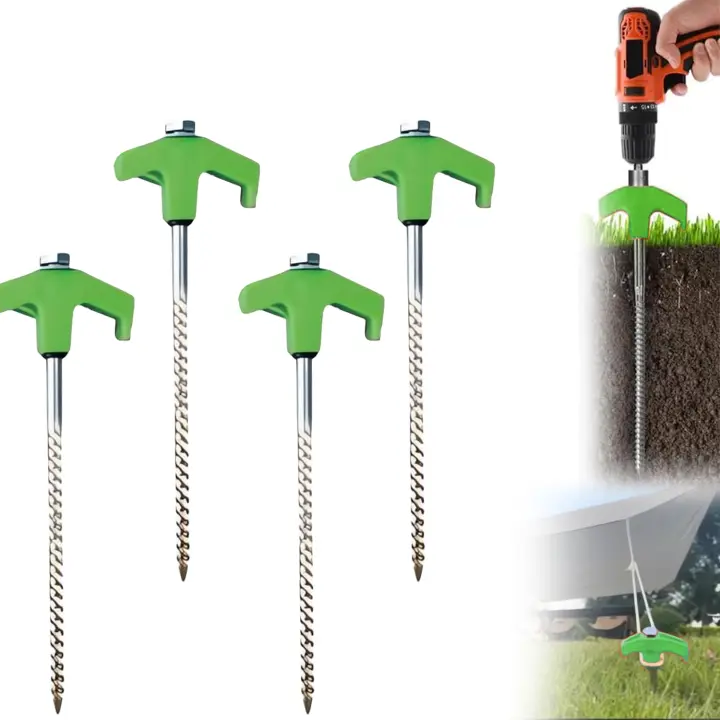 Juego De 16 Palos De Tenda De 8 Pulgadas Anclajes De Tierra Para Camping Al Aire Libre Resistentes Y Duraderos - 1