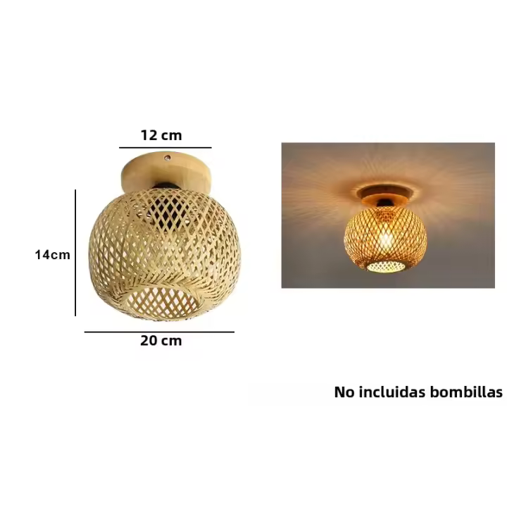 Lámpara De Techo De Bambú Tejida a Mano Estilo Chino Luz De Techo Rattan Wicker Arte De Madera Para Decoración De Hogar Cocina Restaurante - 1