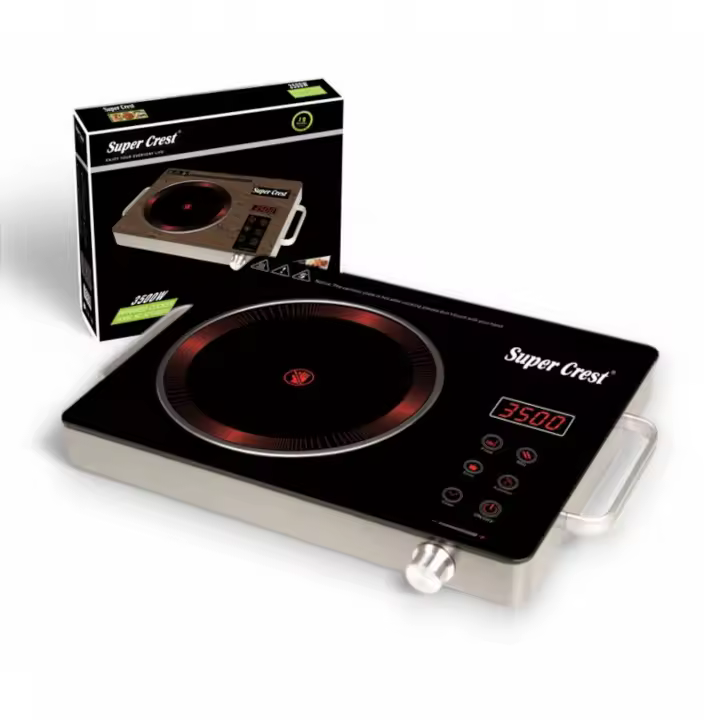 Super Crest Cocina de Inducción inteligente 3500W, Cocina eléctrica de cerámica táctil, resistente al agua, temperatura ajustable, cocina de onda de luz electromagnética - 1