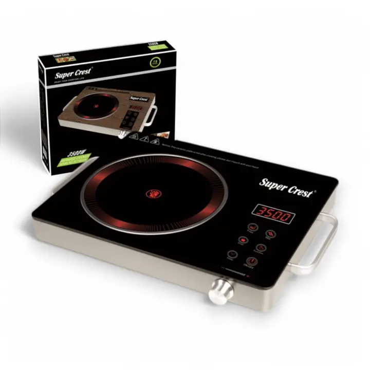 Super Crest Cocina de Inducción inteligente 3500W, Cocina eléctrica de cerámica táctil, resistente al agua, temperatura ajustable, cocina de onda de luz electromagnética - 1
