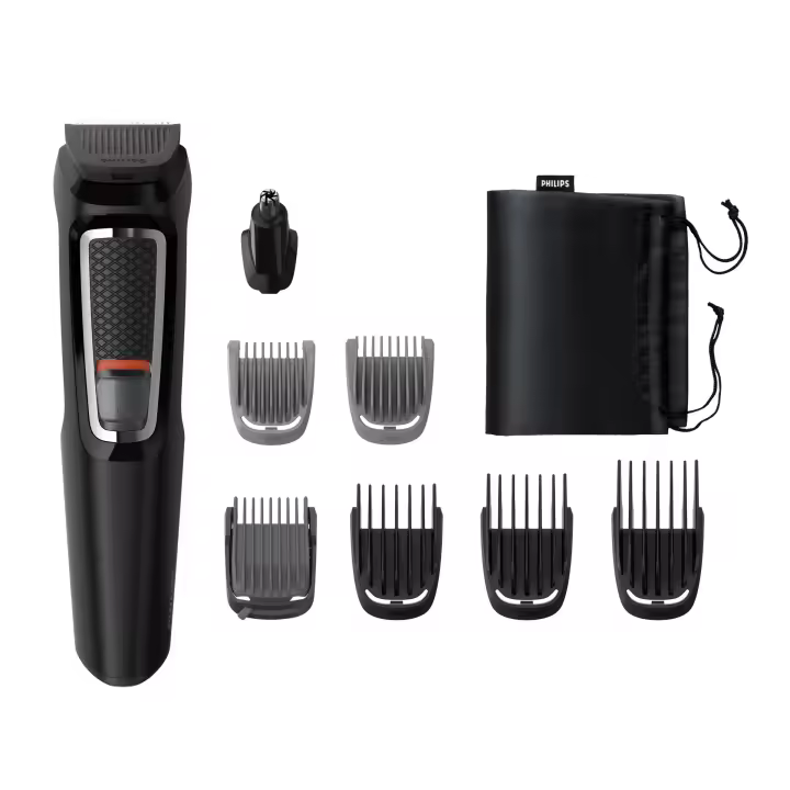 Philips MULTIGROOM Series 3000 Cara y cabello 8 en 1 MG3730/15, Negro, Rectángulo, Acero inoxidable, - 1