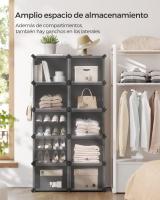 Zapatero modular con 10 compartimentos, mueble de plástico versátil con puertas, estructura de acero, cubos de 30x40x30 cm - details 10