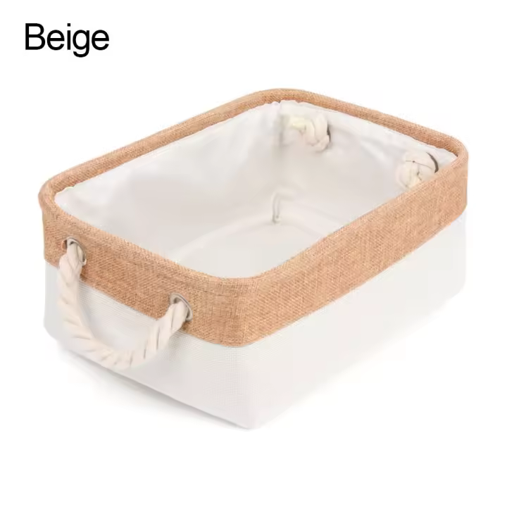 Cesta De Almacenamiento De Ropa Para Bebe Organizador De Lino Plegable Para Calcetines Sujetores Y Juguetes En Colores Gris Azul Dark Café Rosa Green Beige - 1