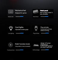 Teclado Mecánico Con Cable EWEADN GX810 Panel Metálico Con Botón Multimedia Y Soporte Para Móvil Para Juegos Y Oficina Negro - details 1