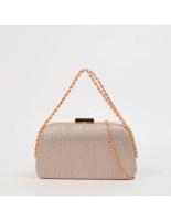 Bolso de mano tipo clutch plata eventos bodas color champan - details 0