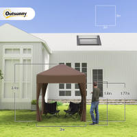 Gazebo 2x2m with 4 Paredes laterales y Ventanas, Protección UV, tienda de Jardín con Bolsa de Transporte incluida, Canvas Oxford de Maple Fuerte, Blanco - details 6