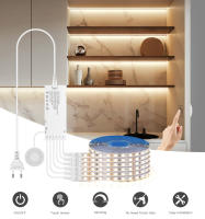 Tira de luces LED de atenuación para armario, lámpara de luz de fondo con Sensor de movimiento táctil manual, para estante de cocina, despensa, escaparate, dormitorio, 2835 - details 0