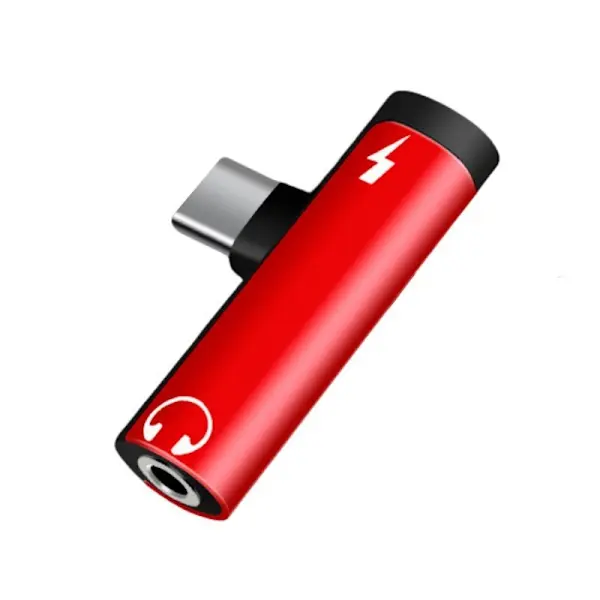 Aleación de aluminio dos en uno tipo-c adaptador 3,5mm teléfono móvil convertidor de auriculares rosa - 1